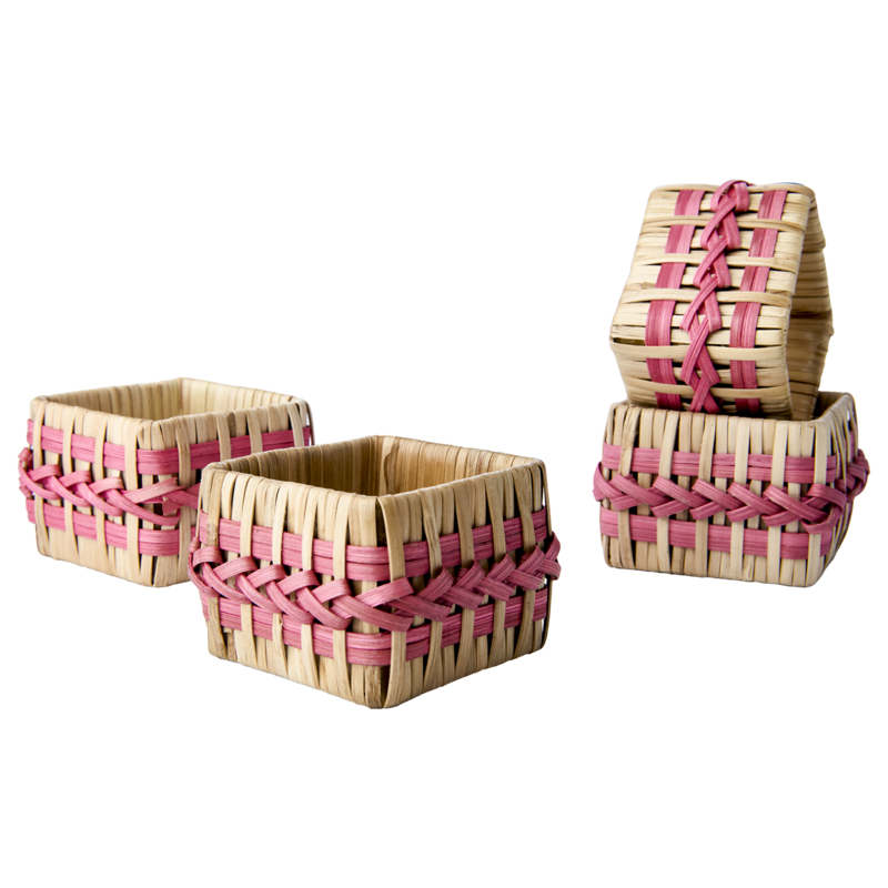 SUNNY Servettring, set om 4, Natur/rosa