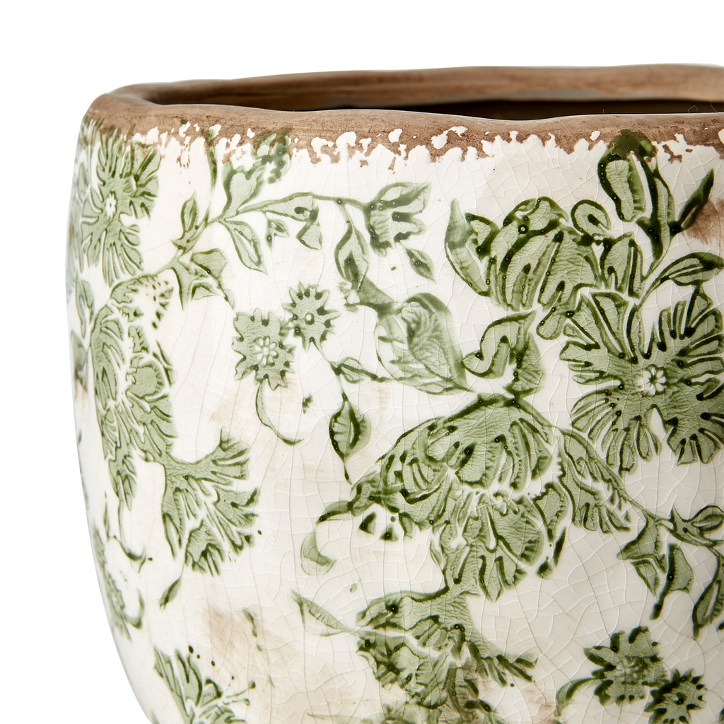 VICTORIA Kruka L, Vit/grön