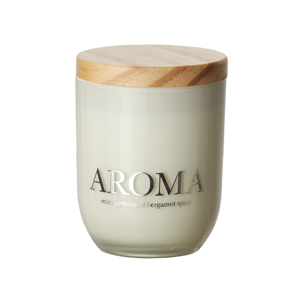 AROMA Doftljus S Rose, gardenia & bergamot, Brun/vit