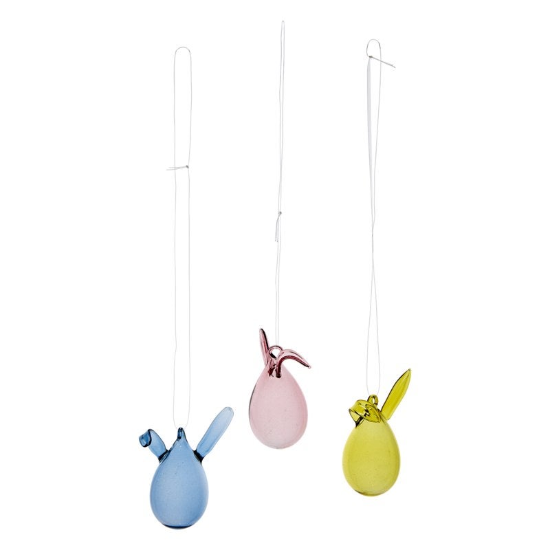 BUNNY Påskdekoration, 3-pack, Rosa/gul/blå