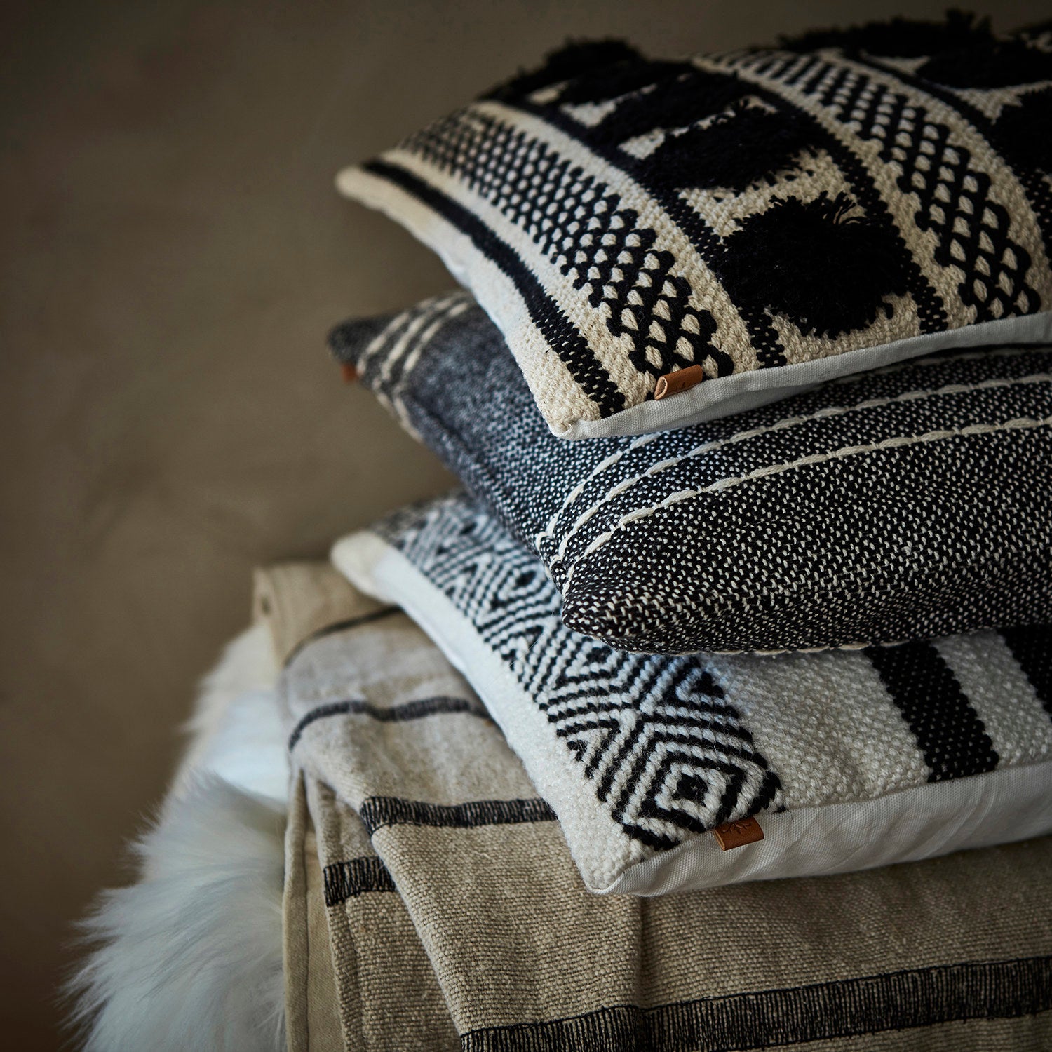 MINNA Kuddfodral, Beige/grå