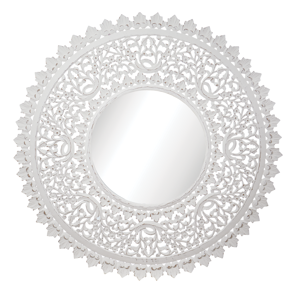 CARVE spegel, rund vit Ø115 cm