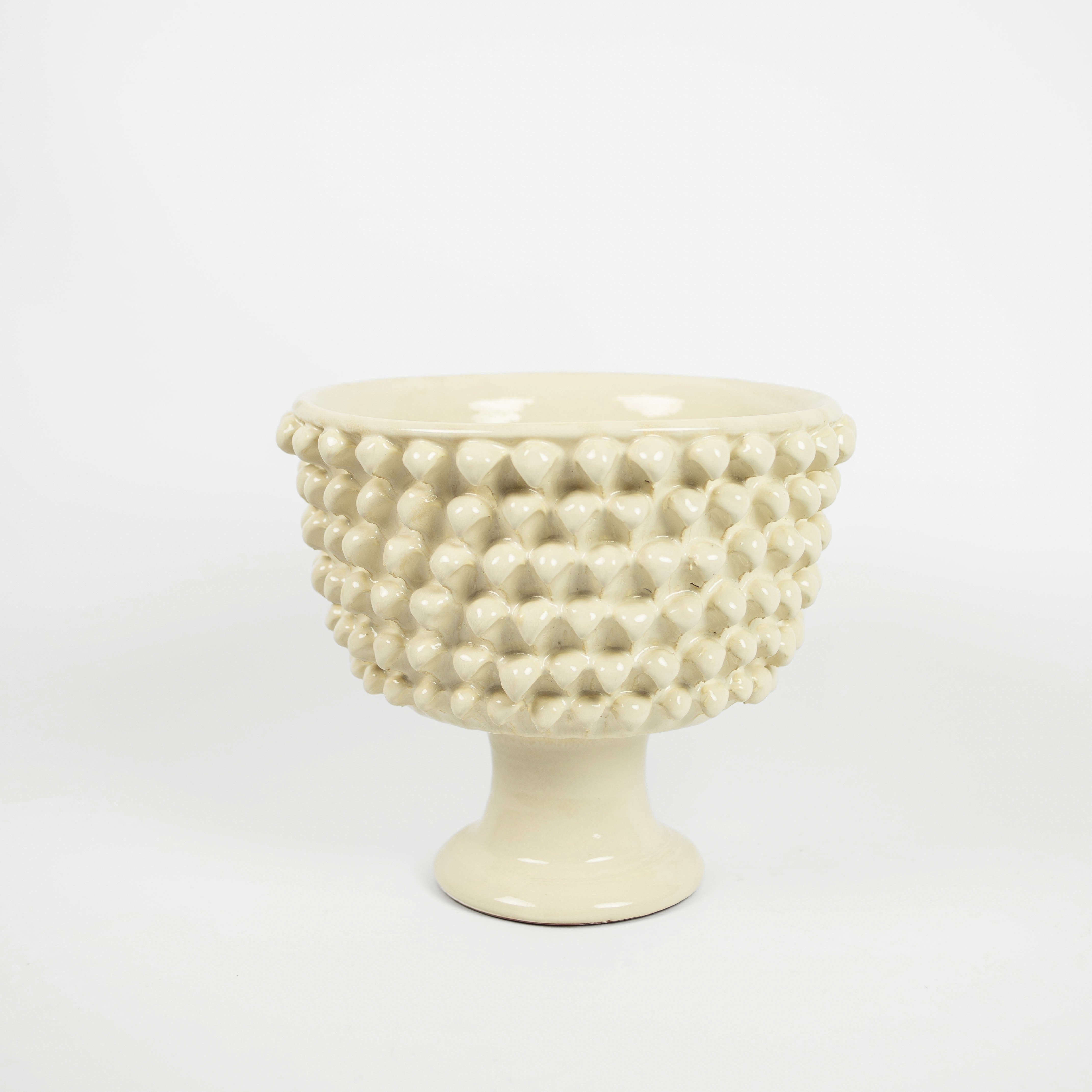 Dekorativ skål på fot beige H: 29,5 cm