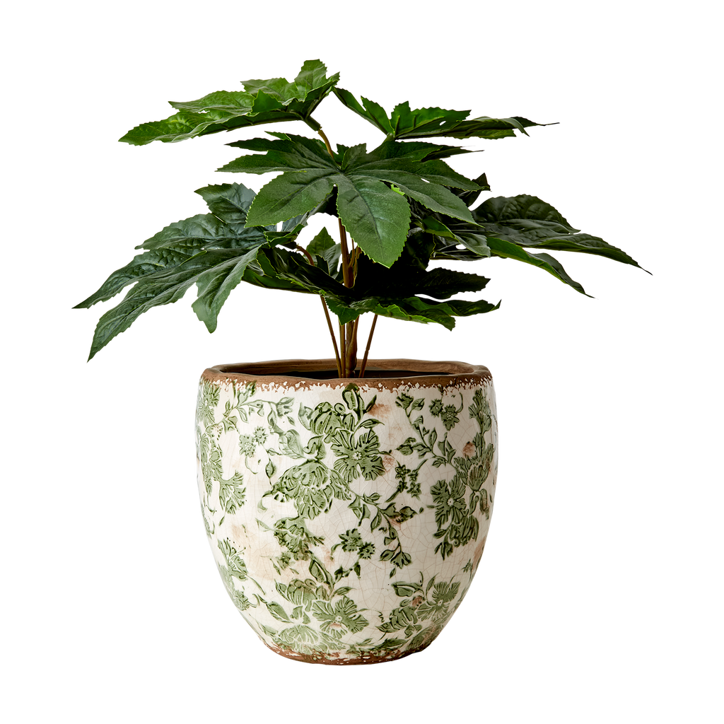 VICTORIA Kruka L, Vit/grön