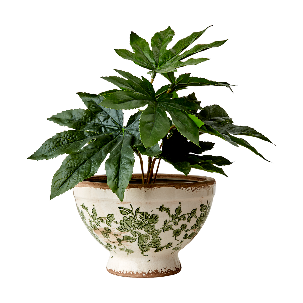 VICTORIA Kruka L, Vit/grön