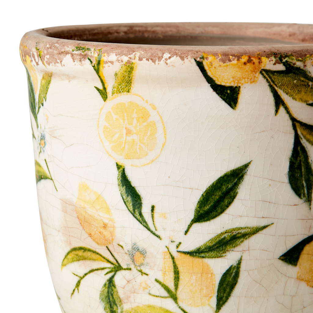 LEMONA Kruka S, Vit/grön/gul