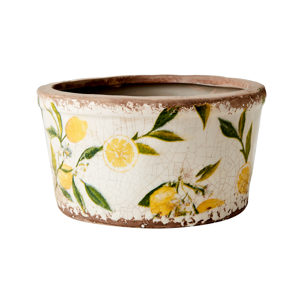 LEMONA Kruka S, Vit/grön/gul