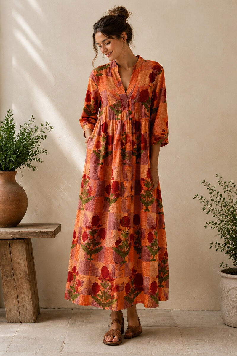 Klänning blå blommor, one size