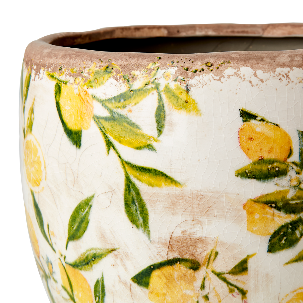 LEMONA Kruka M, Vit/grön/gul