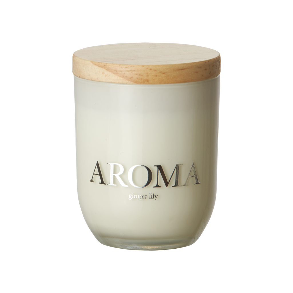 Aroma doftljus i glas AROMA Doftljus S Ginger & lily, Brun/vit