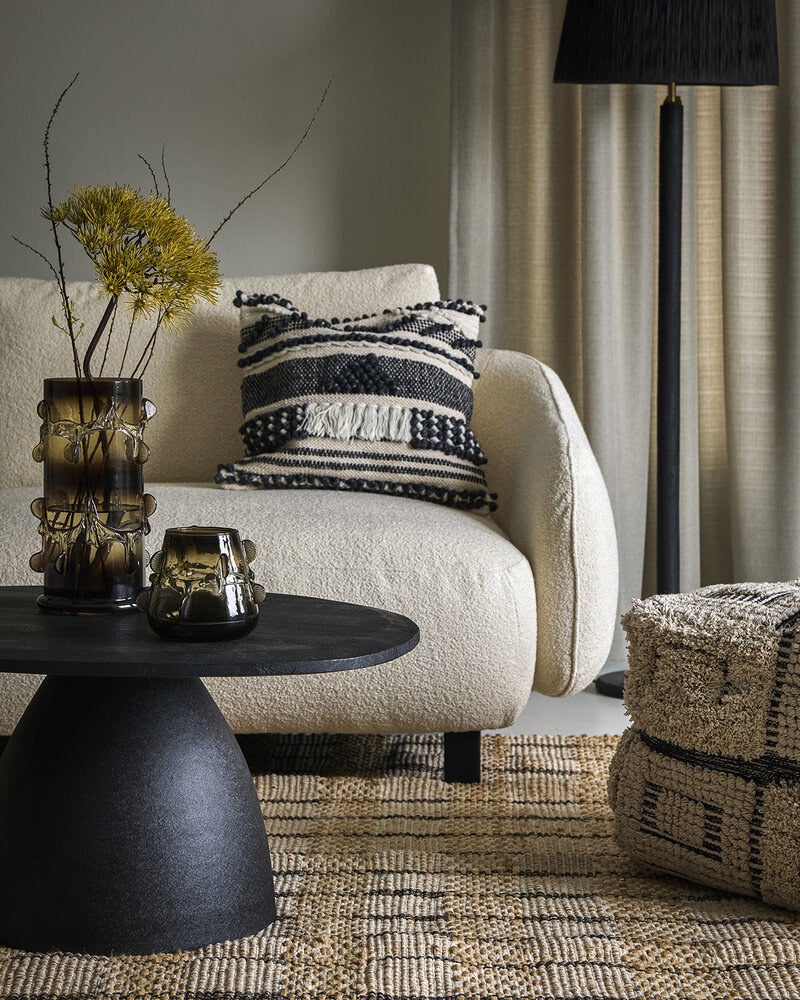 MINNA Sittpuff, Elfenben/svart