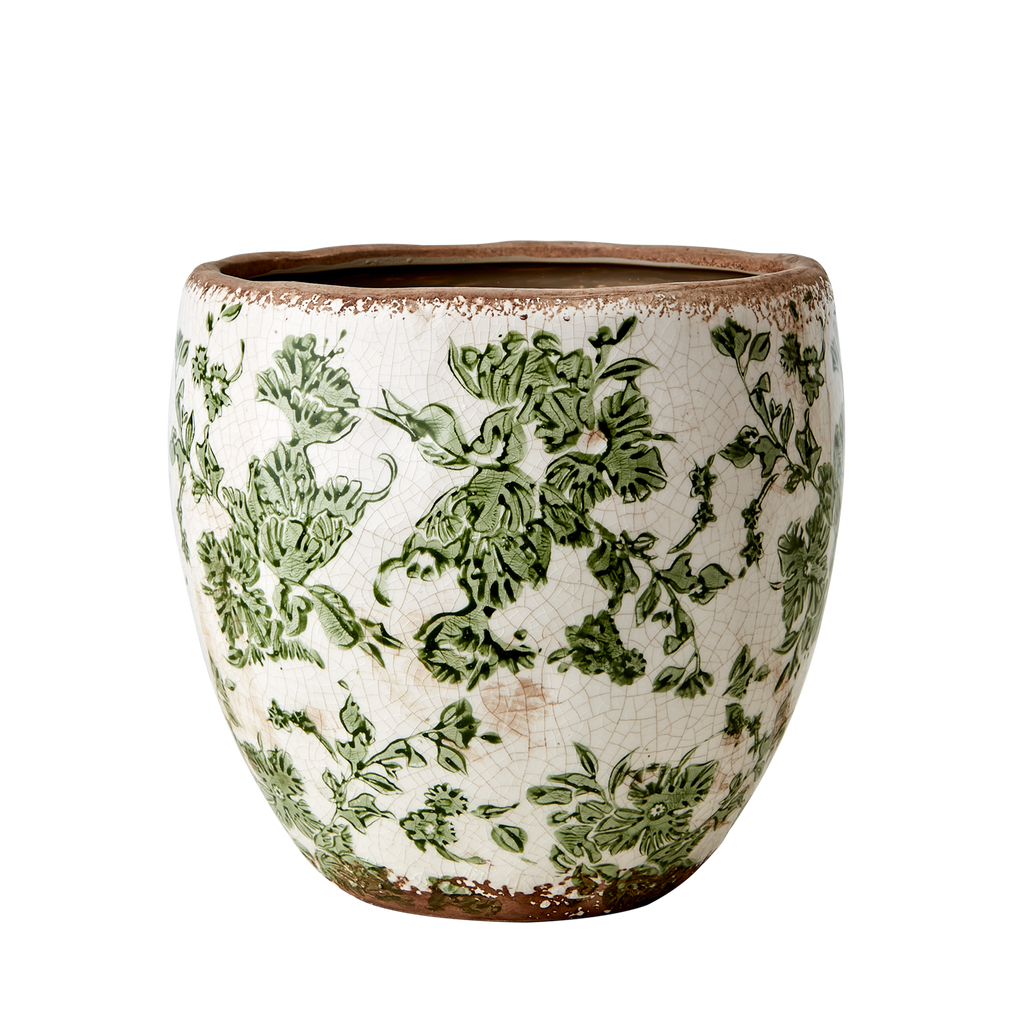 VICTORIA Kruka M, Vit/grön