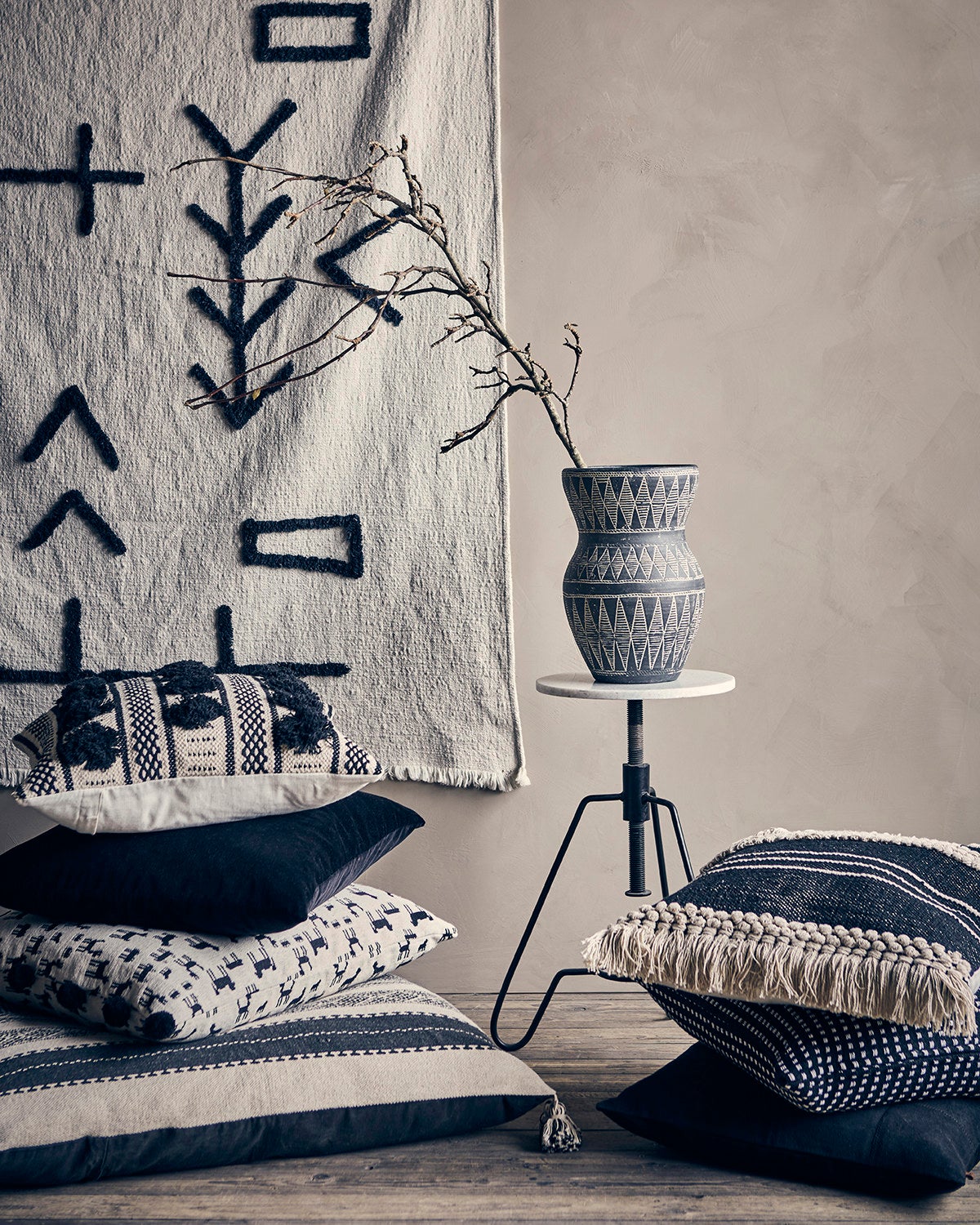 MINNA Kuddfodral, Beige/grå