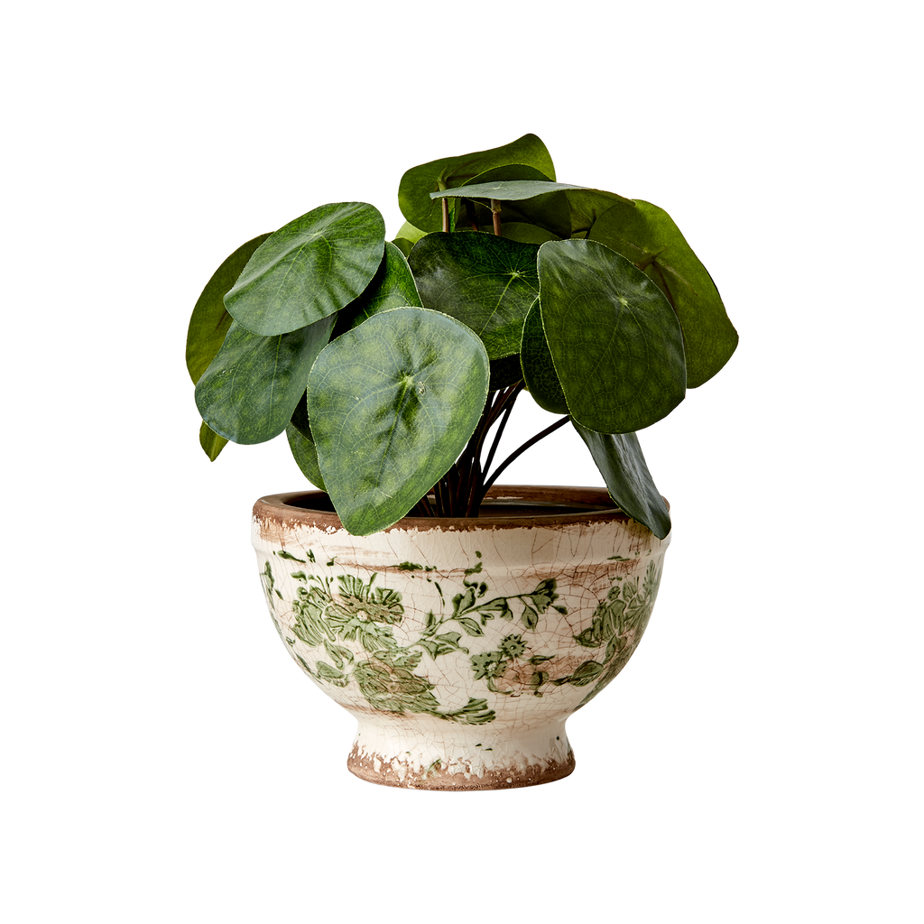 VICTORIA Kruka L, Vit/grön