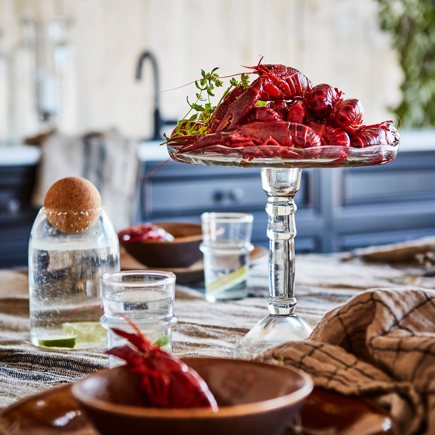 ELSA Kökshandduk, Beige/svart