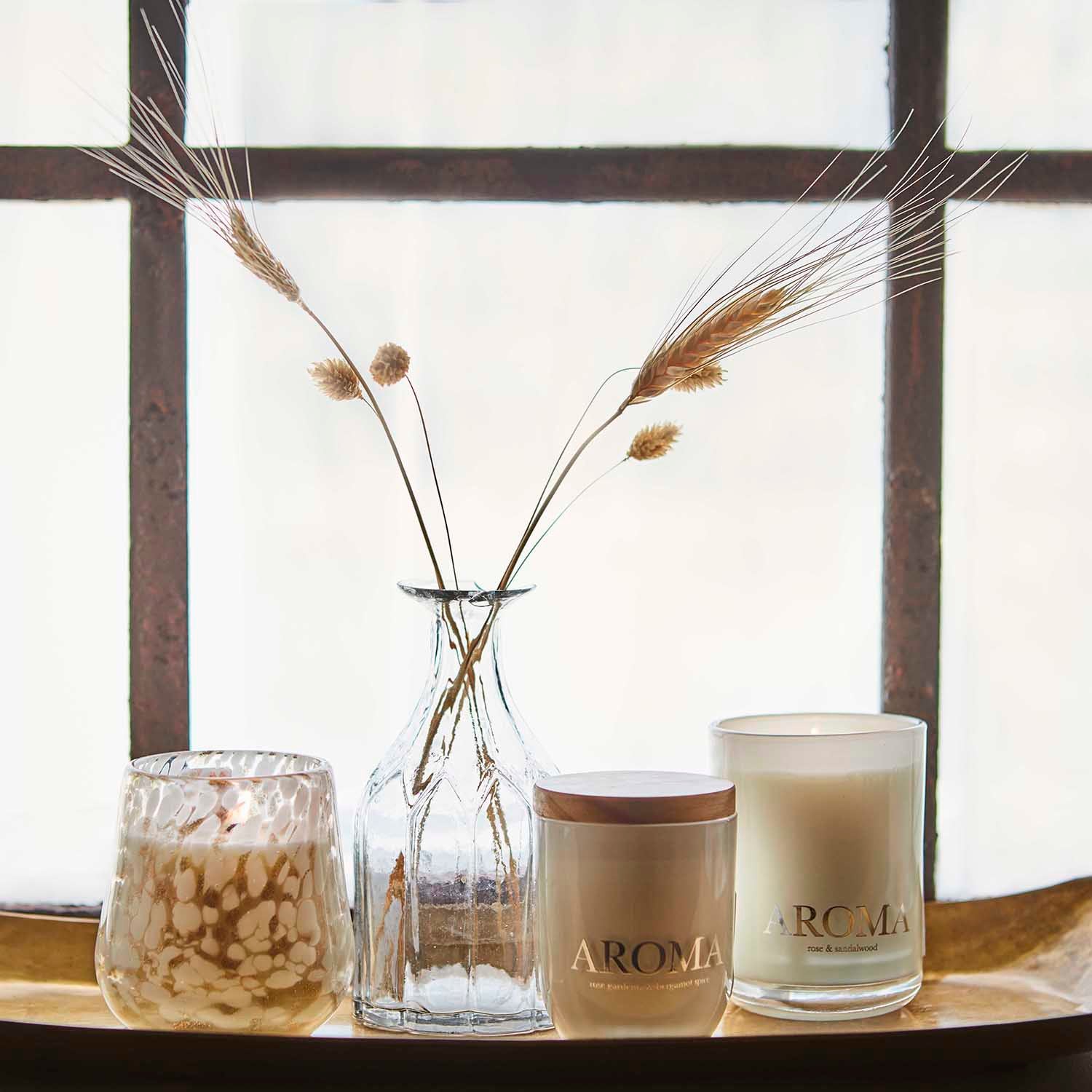AROMA Doftljus S Rose, gardenia & bergamot, Brun/vit