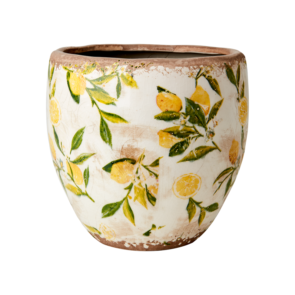 LEMONA Kruka M, Vit/grön/gul