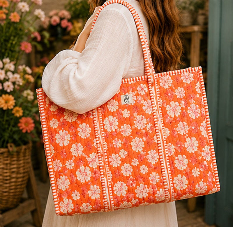 Väska orange blommor