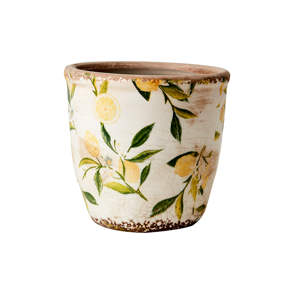 LEMONA Kruka S, Vit/grön/gul