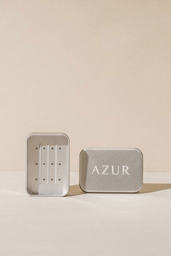 Azur Rostfri tvålförvaring för resan | Med dränering | Hållbart resande