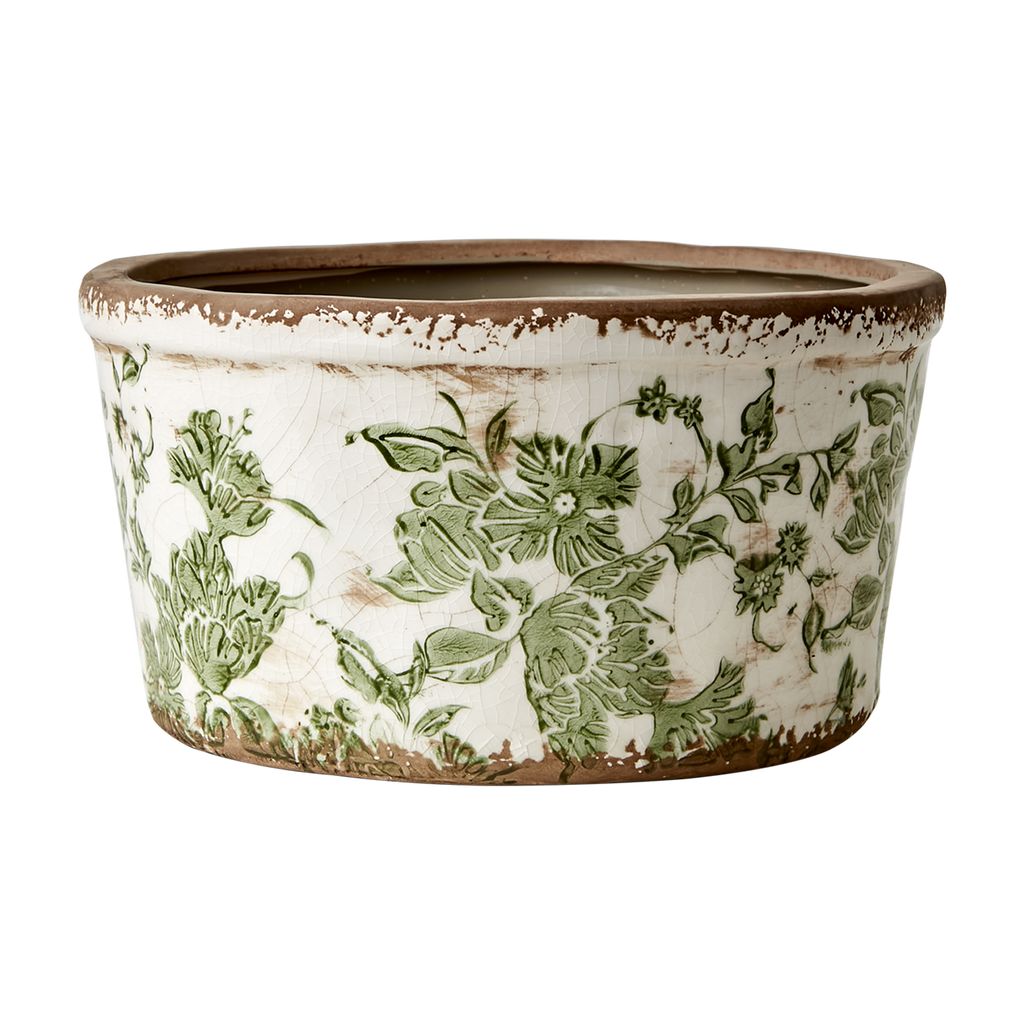 VICTORIA Kruka M, Vit/grön