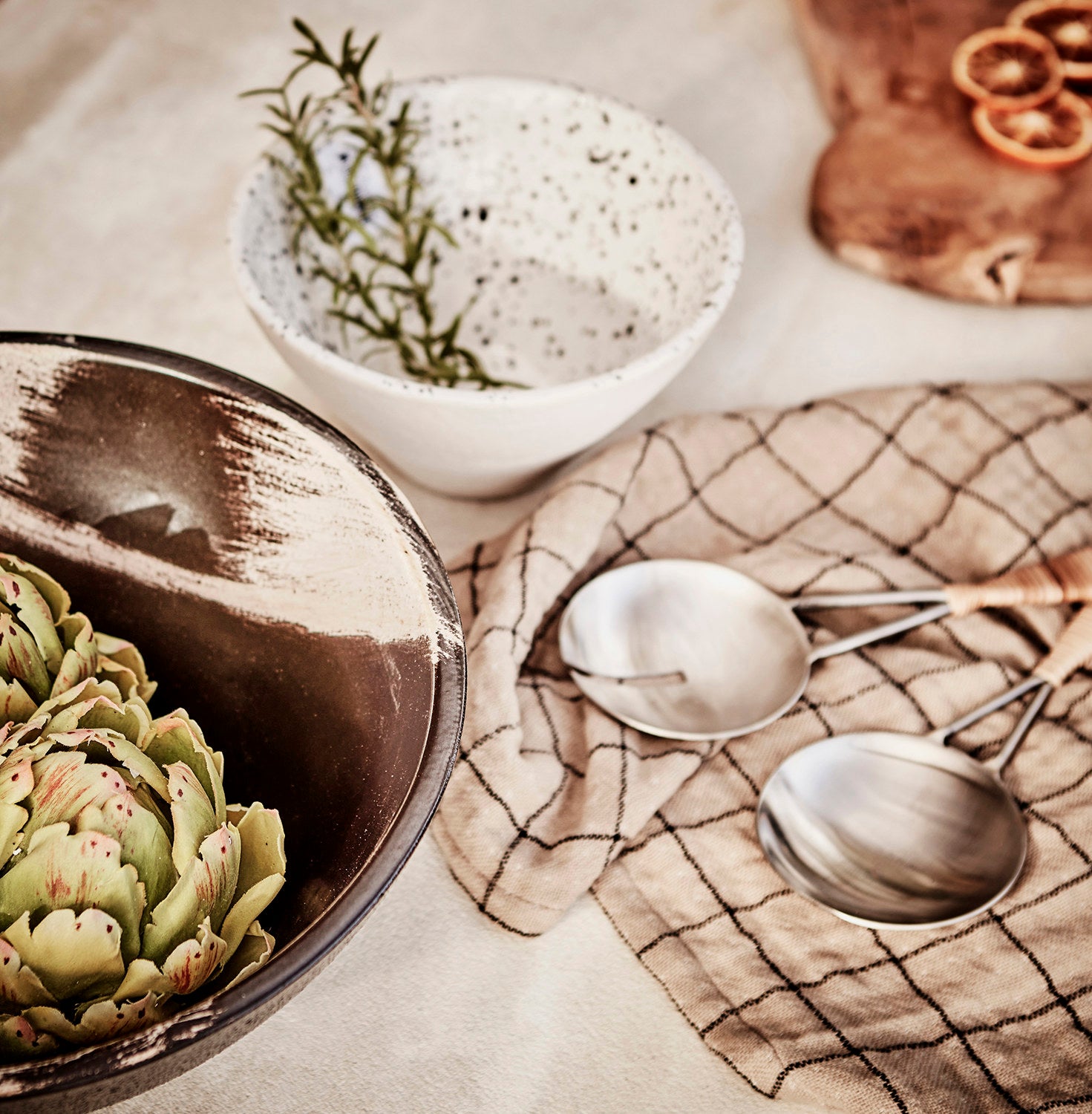 ELSA Kökshandduk, Beige/svart