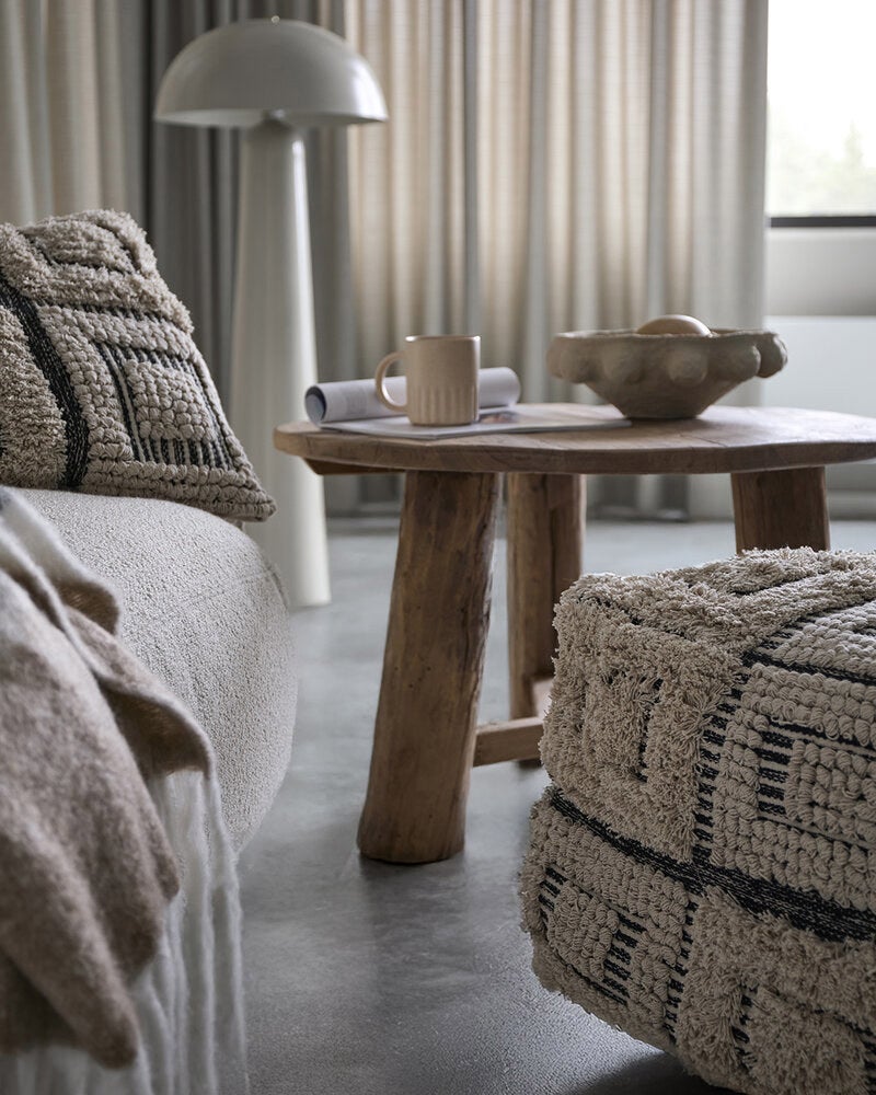 MINNA Sittpuff, Elfenben/svart