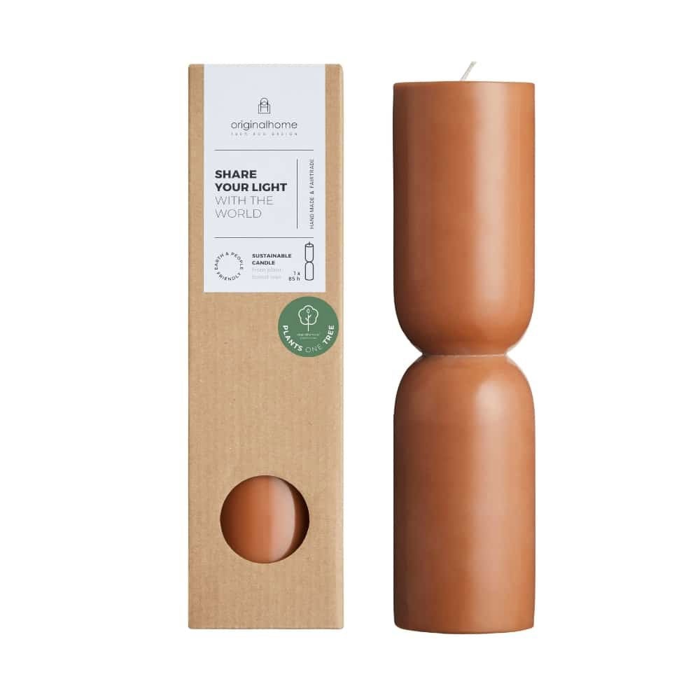 Organiskt Palmvaxljus i Terrakotta från Originalhome H:25cm