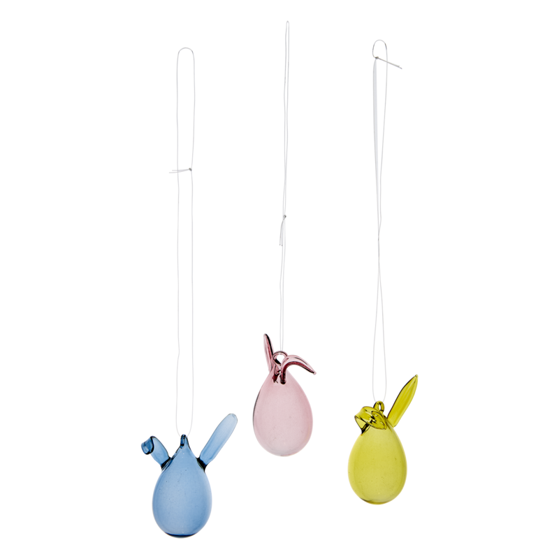 BUNNY Påskdekoration, 3-pack, Rosa/gul/blå