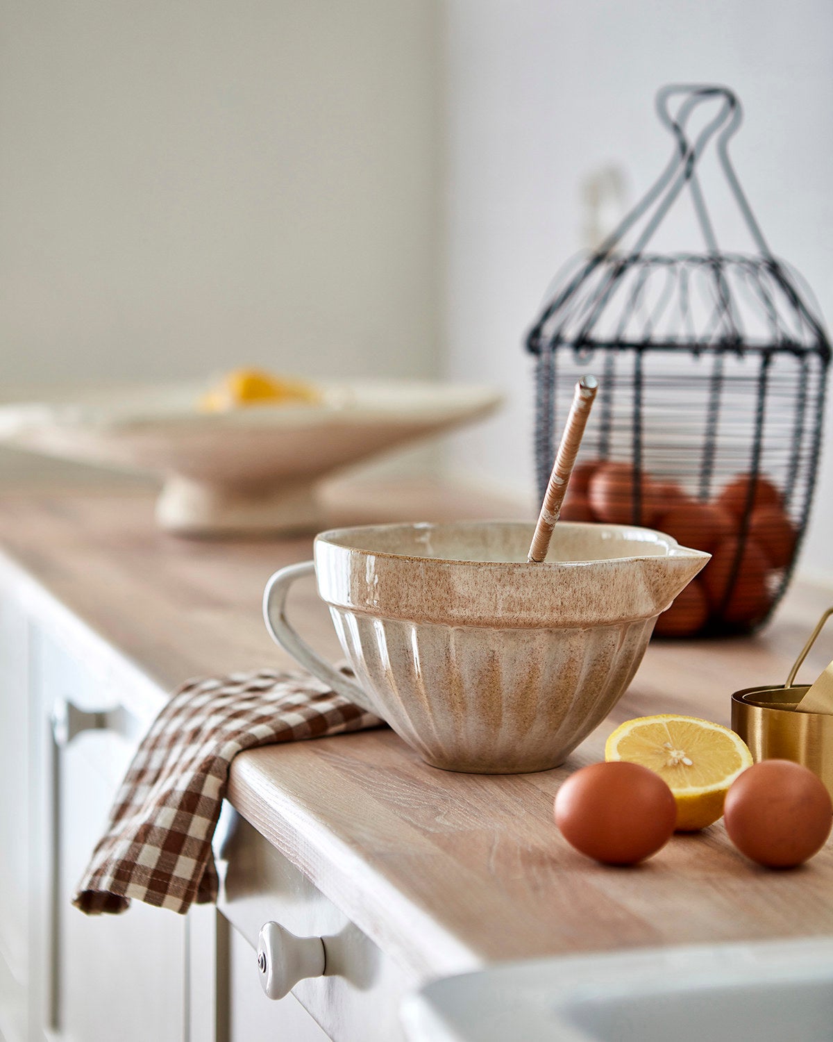 ELSA Kökshandduk, 3-pack, Brun/vit