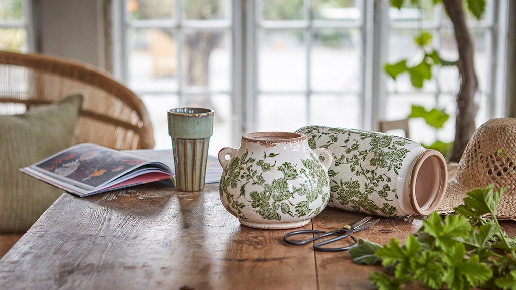 VICTORIA Urna, Vit/grön