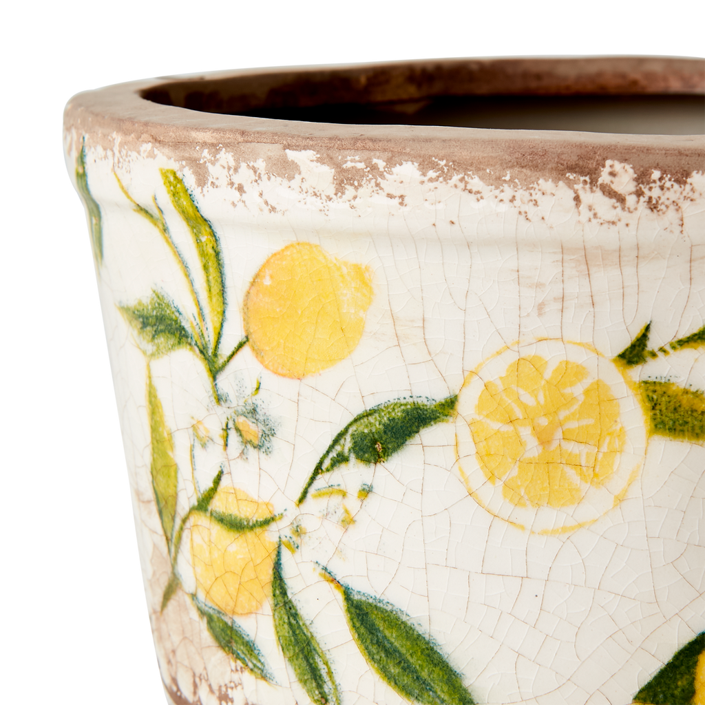 LEMONA Kruka S, Vit/grön/gul