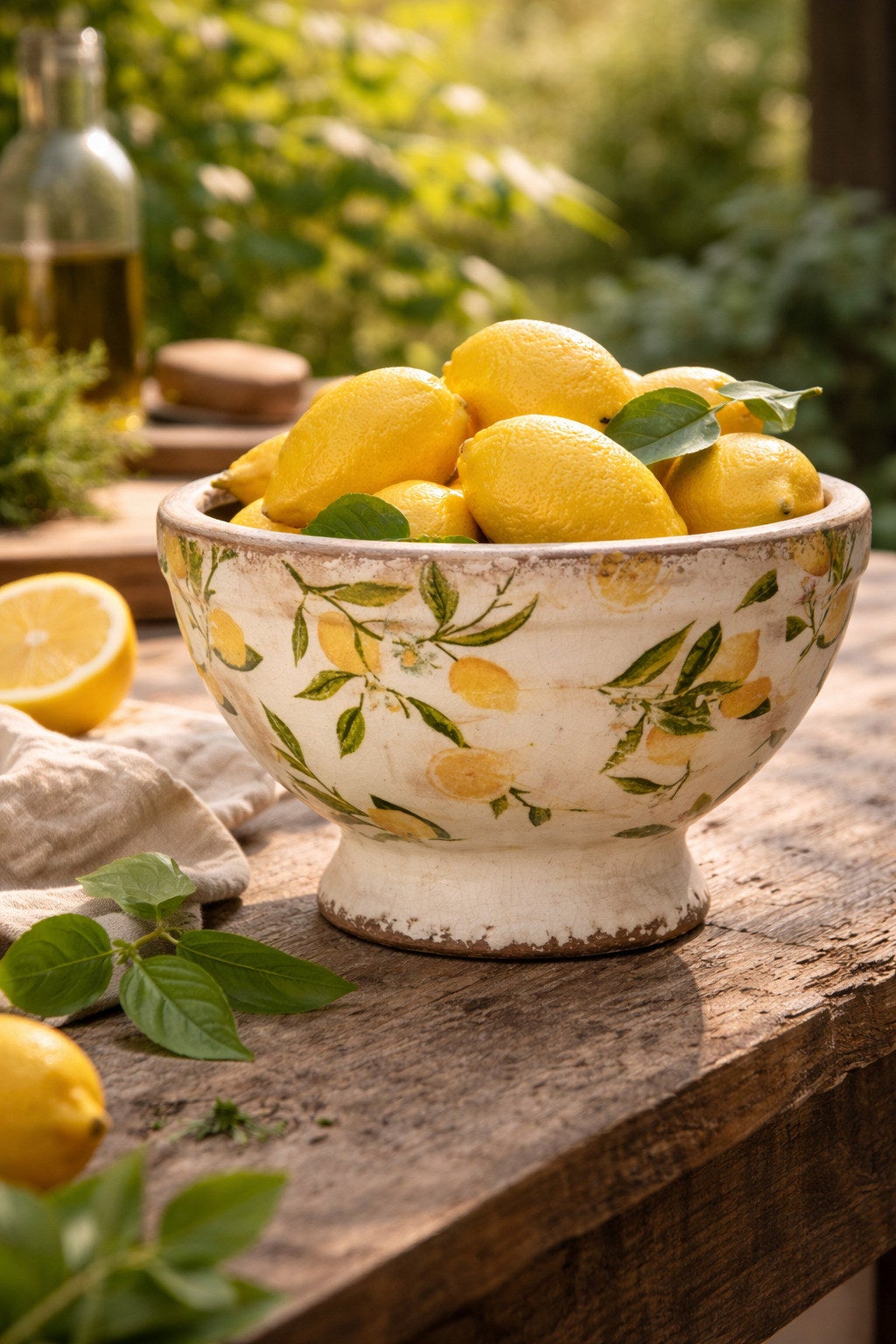 LEMONA Kruka M, Vit/grön/gul