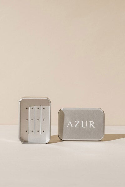 Azur Rostfri tvålförvaring för resan | Med dränering | Hållbart resande