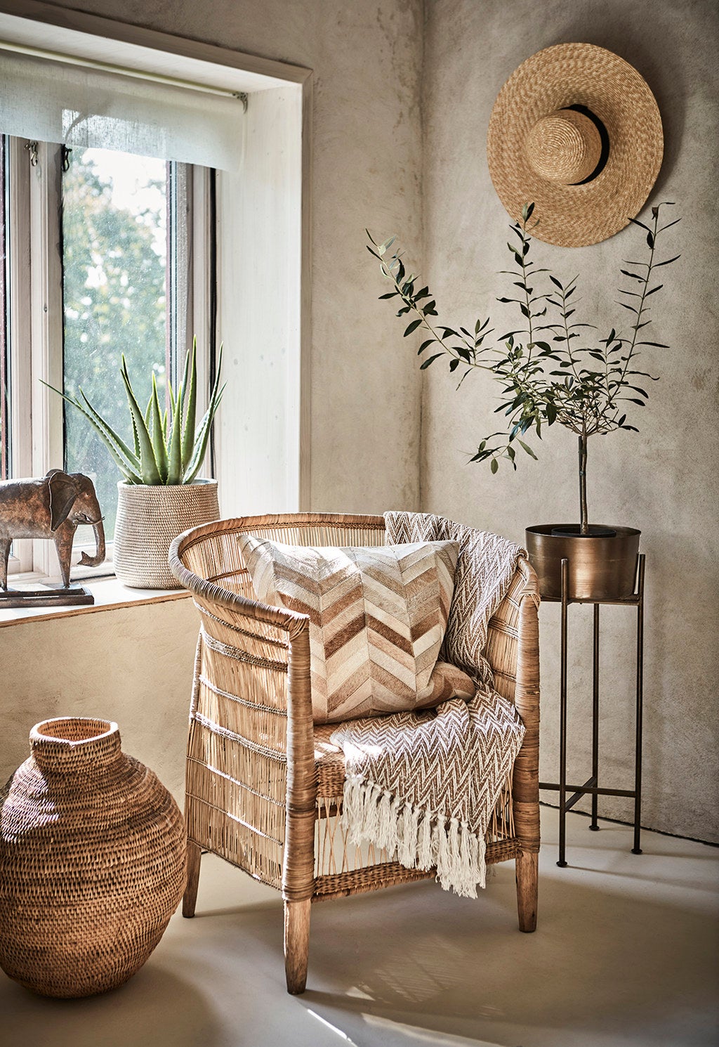 CAMILLE Kruka L, Beige/svart